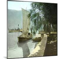 Sailboat and Steamboat on Lake Lugano, Circa 1890-Leon, Levy et Fils-Mounted Photographic Print