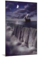 Sailboat and Waterfall at Earth's End-null-Mounted Poster