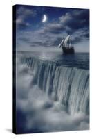Sailboat and Waterfall at Earth's End-null-Stretched Canvas