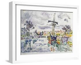 Sailboat at a Pier, 1920S-Paul Signac-Framed Giclee Print