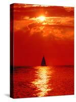 Sailboat at Dawn, Lake Huron, Mackinaw, Michigan, USA-David W. Kelley-Stretched Canvas