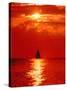 Sailboat at Dawn, Lake Huron, Mackinaw, Michigan, USA-David W. Kelley-Stretched Canvas