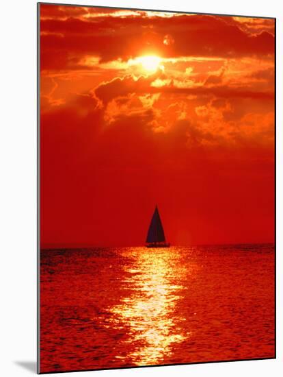 Sailboat at Dawn, Lake Huron, Mackinaw, Michigan, USA-David W. Kelley-Mounted Photographic Print