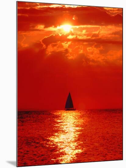 Sailboat at Dawn, Lake Huron, Mackinaw, Michigan, USA-David W. Kelley-Mounted Photographic Print