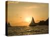 Sailboat at Sunset, Bay of Land's End (El Arco),Cabo San Lucas, Baja, Mexico-Michele Westmorland-Stretched Canvas
