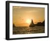 Sailboat at Sunset, Bay of Land's End (El Arco),Cabo San Lucas, Baja, Mexico-Michele Westmorland-Framed Photographic Print