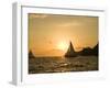 Sailboat at Sunset, Bay of Land's End (El Arco),Cabo San Lucas, Baja, Mexico-Michele Westmorland-Framed Photographic Print