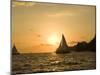 Sailboat at Sunset, Bay of Land's End (El Arco),Cabo San Lucas, Baja, Mexico-Michele Westmorland-Mounted Photographic Print