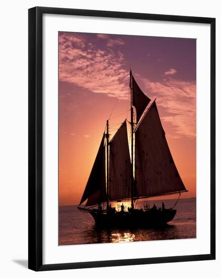 Sailboat at Sunset, Key West's Old Town Harbour, Florida Keys, Florida, USA-Greg Johnston-Framed Photographic Print