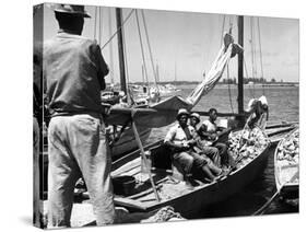 Sailboat Docked at Nassau, Bahamas, C.1950-null-Stretched Canvas