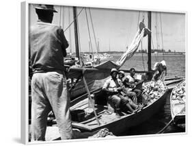 Sailboat Docked at Nassau, Bahamas, C.1950-null-Framed Photographic Print