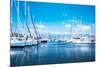 Sailboat Harbor, Many Beautiful Moored Sail Yachts in the Sea Port, Modern Water Transport, Summert-Anna Omelchenko-Mounted Photographic Print