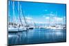 Sailboat Harbor, Many Beautiful Moored Sail Yachts in the Sea Port, Modern Water Transport, Summert-Anna Omelchenko-Mounted Photographic Print