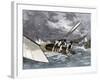 Sailboat Heeling Over in a Hiker-Yacht Race on the Delaware River, 1870s-null-Framed Giclee Print