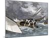 Sailboat Heeling Over in a Hiker-Yacht Race on the Delaware River, 1870s-null-Mounted Giclee Print