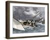 Sailboat Heeling Over in a Hiker-Yacht Race on the Delaware River, 1870s-null-Framed Giclee Print