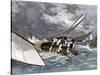Sailboat Heeling Over in a Hiker-Yacht Race on the Delaware River, 1870s-null-Stretched Canvas