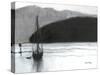 Sailboat in Anacortes Harbor, C.2021 (Charcoal, Ink and Gesso on Paper)-Janel Bragg-Stretched Canvas