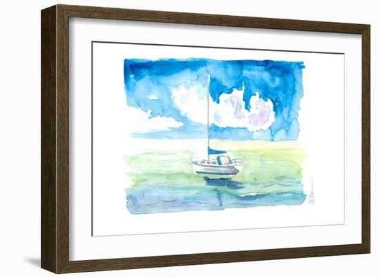 Sailboat in Caribbean Turquoise Waters-M. Bleichner-Framed Art Print