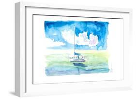 Sailboat in Caribbean Turquoise Waters-M. Bleichner-Framed Art Print