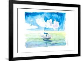 Sailboat in Caribbean Turquoise Waters-M. Bleichner-Framed Art Print