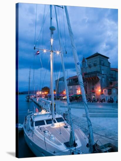 Sailboat in Harbor, Trogir, Croatia-Russell Young-Stretched Canvas