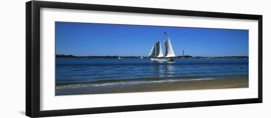 Sailboat in Ocean, Provincetown, Cape Cod, Barnstable County, Massachusetts, USA-null-Framed Photographic Print