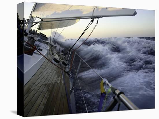 Sailboat in Rough Water, Ticonderoga Race-Michael Brown-Stretched Canvas