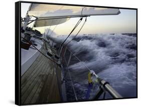 Sailboat in Rough Water, Ticonderoga Race-Michael Brown-Framed Stretched Canvas