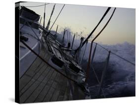 Sailboat in Rough Water, Ticonderoga Race-Michael Brown-Stretched Canvas