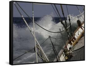 Sailboat in Rough Water, Ticonderoga Race-Michael Brown-Framed Stretched Canvas