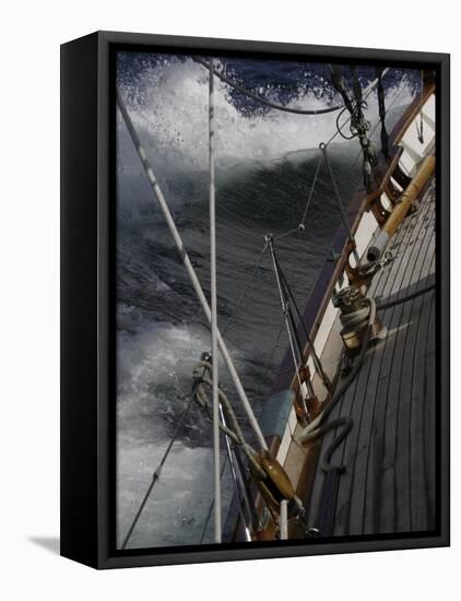 Sailboat in Rough Water, Ticonderoga Race-Michael Brown-Framed Stretched Canvas