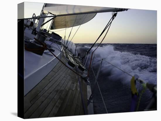 Sailboat in Rough Water, Ticonderoga Race-Michael Brown-Stretched Canvas