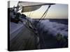 Sailboat in Rough Water, Ticonderoga Race-Michael Brown-Stretched Canvas