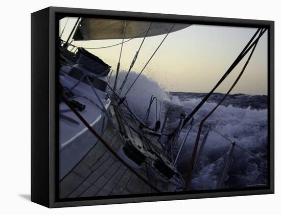 Sailboat in Rough Water, Ticonderoga Race-Michael Brown-Framed Stretched Canvas