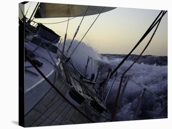 Sailboat in Rough Water, Ticonderoga Race-Michael Brown-Stretched Canvas