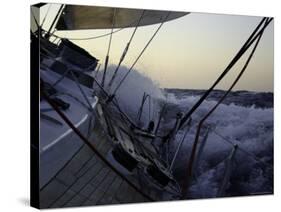 Sailboat in Rough Water, Ticonderoga Race-Michael Brown-Stretched Canvas