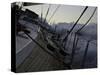 Sailboat in Rough Water, Ticonderoga Race-Michael Brown-Stretched Canvas