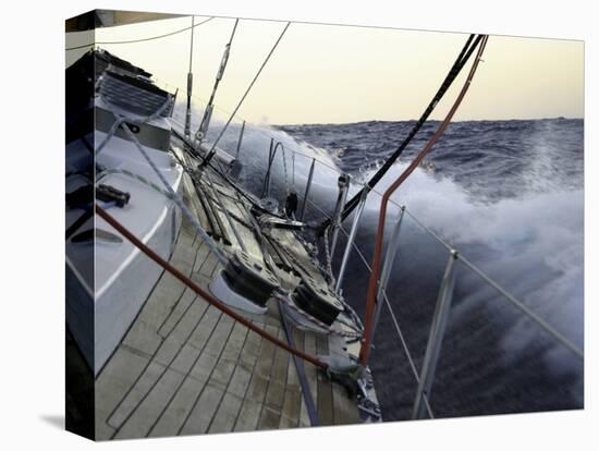 Sailboat in Rough Water, Ticonderoga Race-Michael Brown-Stretched Canvas