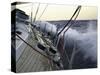 Sailboat in Rough Water, Ticonderoga Race-Michael Brown-Stretched Canvas