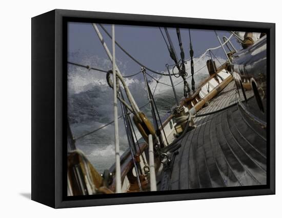 Sailboat in Rough Water, Ticonderoga Race-Michael Brown-Framed Stretched Canvas