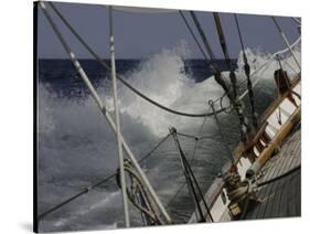 Sailboat in Rough Water, Ticonderoga Race-Michael Brown-Stretched Canvas