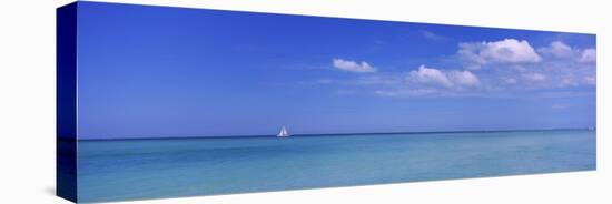 Sailboat in the Sea, Coquina Beach, Anna Maria Island, Manatee, Florida, USA-null-Stretched Canvas