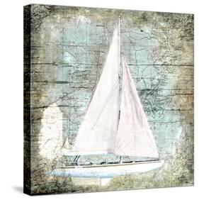 Sailboat Map III-Karen J^ Williams-Stretched Canvas