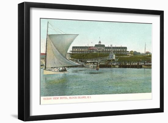 Sailboat, Ocean View Hotel, Block Island, Rhode Island-null-Framed Art Print