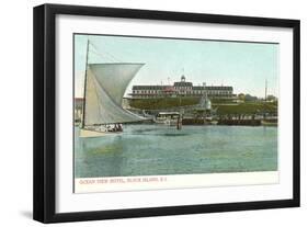 Sailboat, Ocean View Hotel, Block Island, Rhode Island-null-Framed Art Print