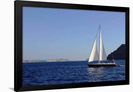 Sailboat on Aegean Sea Santorini Greece Photo Poster-null-Framed Photo