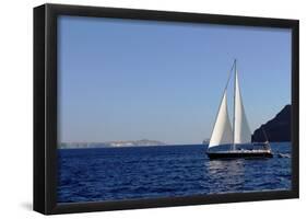 Sailboat on Aegean Sea Santorini Greece-null-Framed Poster