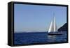 Sailboat on Aegean Sea Santorini Greece-null-Framed Stretched Canvas