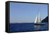 Sailboat on Aegean Sea Santorini Greece-null-Framed Stretched Canvas